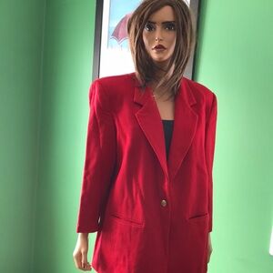🌹🌹Vintage EUC Savannah Bold Red Wool Blazer🌹🌹
